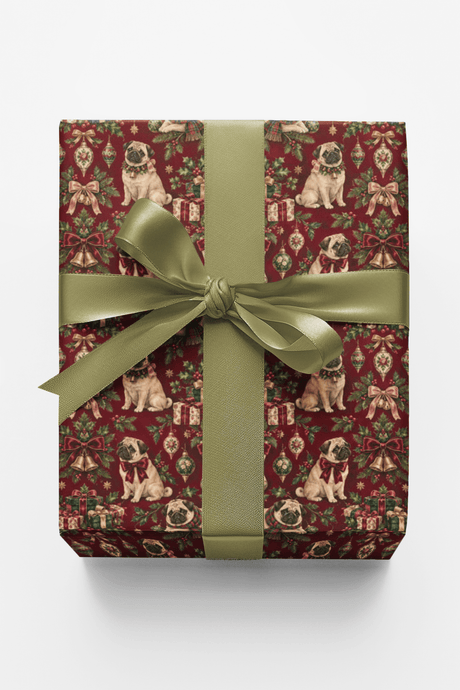 Victorian Pug Holiday Wrapping Paper - London Penny Gift Wrap