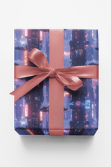 Neon Skyline Megacity Orbit Glossy Wrapping Paper - London Penny Gift Wrap