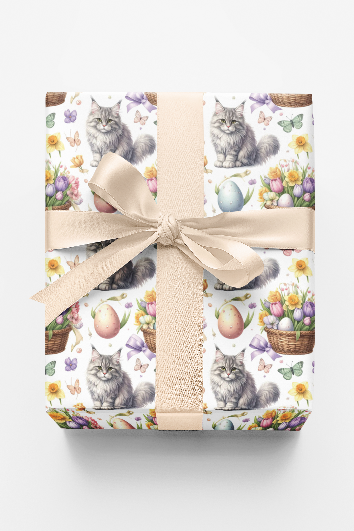 Easter Garden Cats (Maine Coon) Wrapping Paper