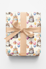 Birthday Party Cats (Exotic Shorthair) Wrapping Paper - London Penny Gift Wrap