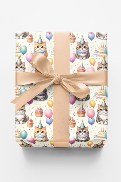 Birthday Party Cats (Exotic Shorthair) Wrapping Paper