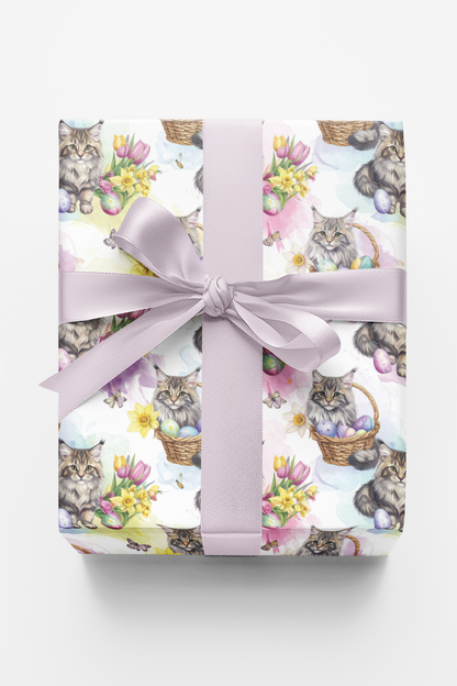 Whiskers & Easter Festivities (Maine Coon) Wrapping Paper