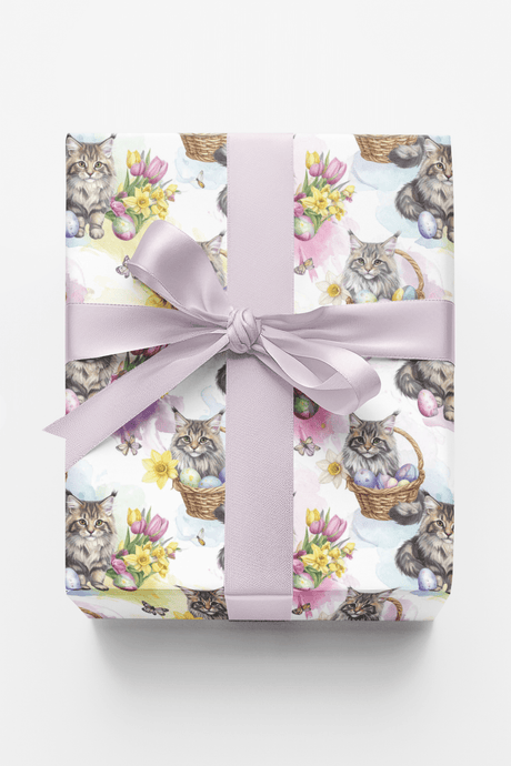 Whiskers & Easter Festivities (Maine Coon) Wrapping Paper - London Penny Gift Wrap