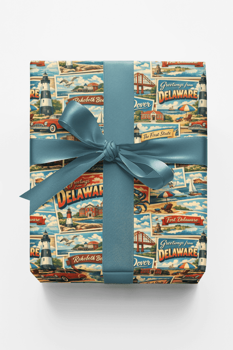 Delaware Postcard Memories - London Penny Gift Wrap