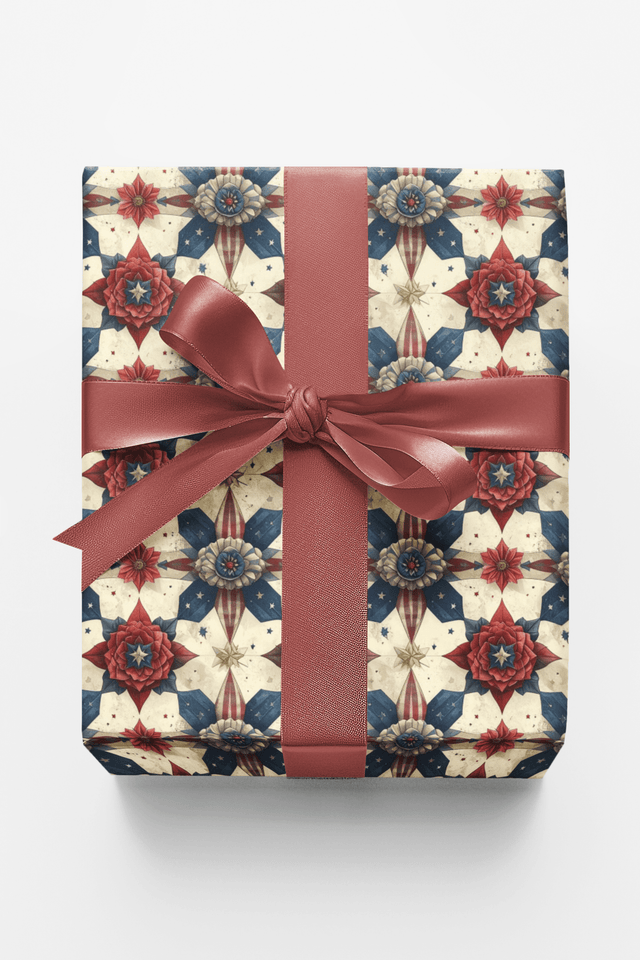 Americana Ribbon Rosettes Wrapping Paper - London Penny Gift Wrap