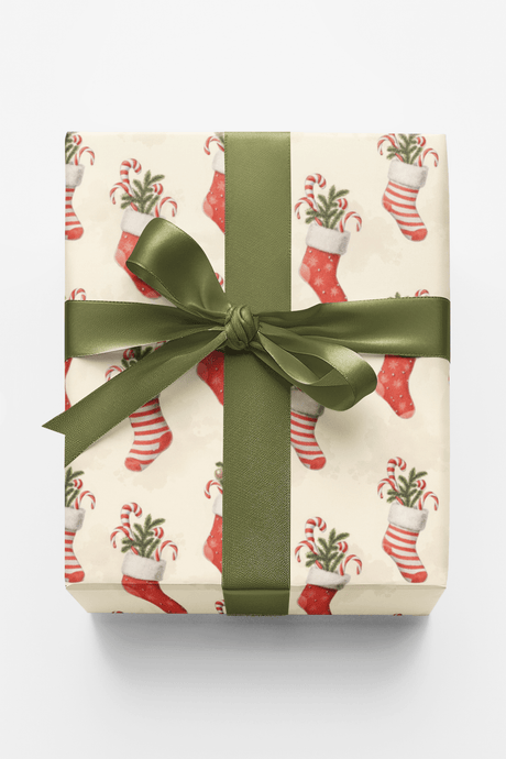 Santa's Sock Pattern - London Penny Gift Wrap