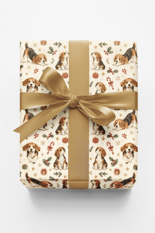 Merry Beagle Playtime Wrapping Paper - London Penny Gift Wrap