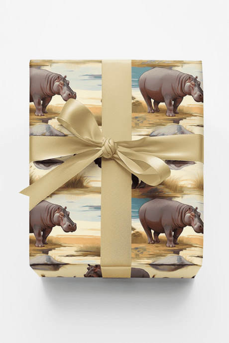 Safari Stroll: Hippopotamus - London Penny Gift Wrap