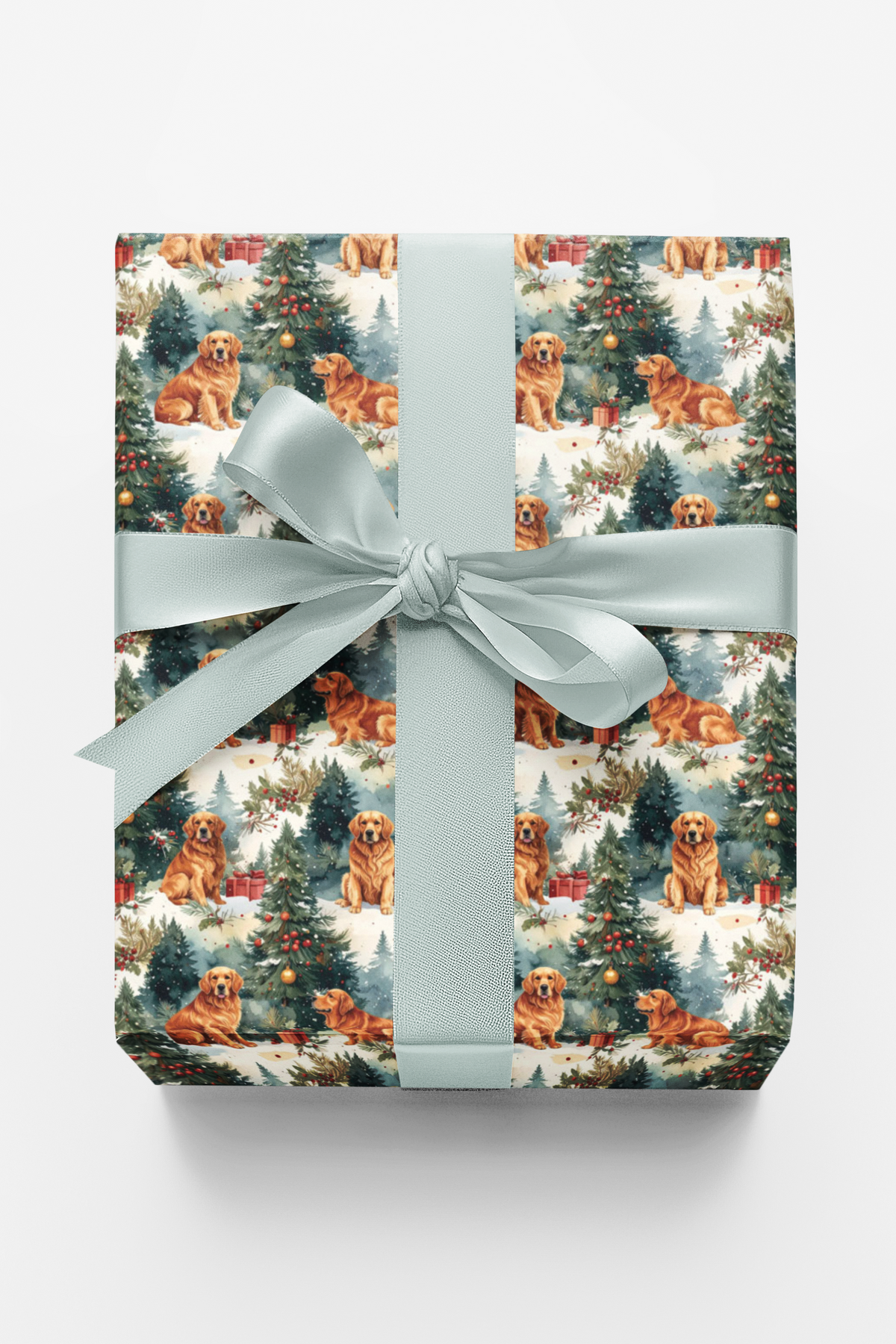 Snowy Christmas Golden Retrievers Wrapping Paper