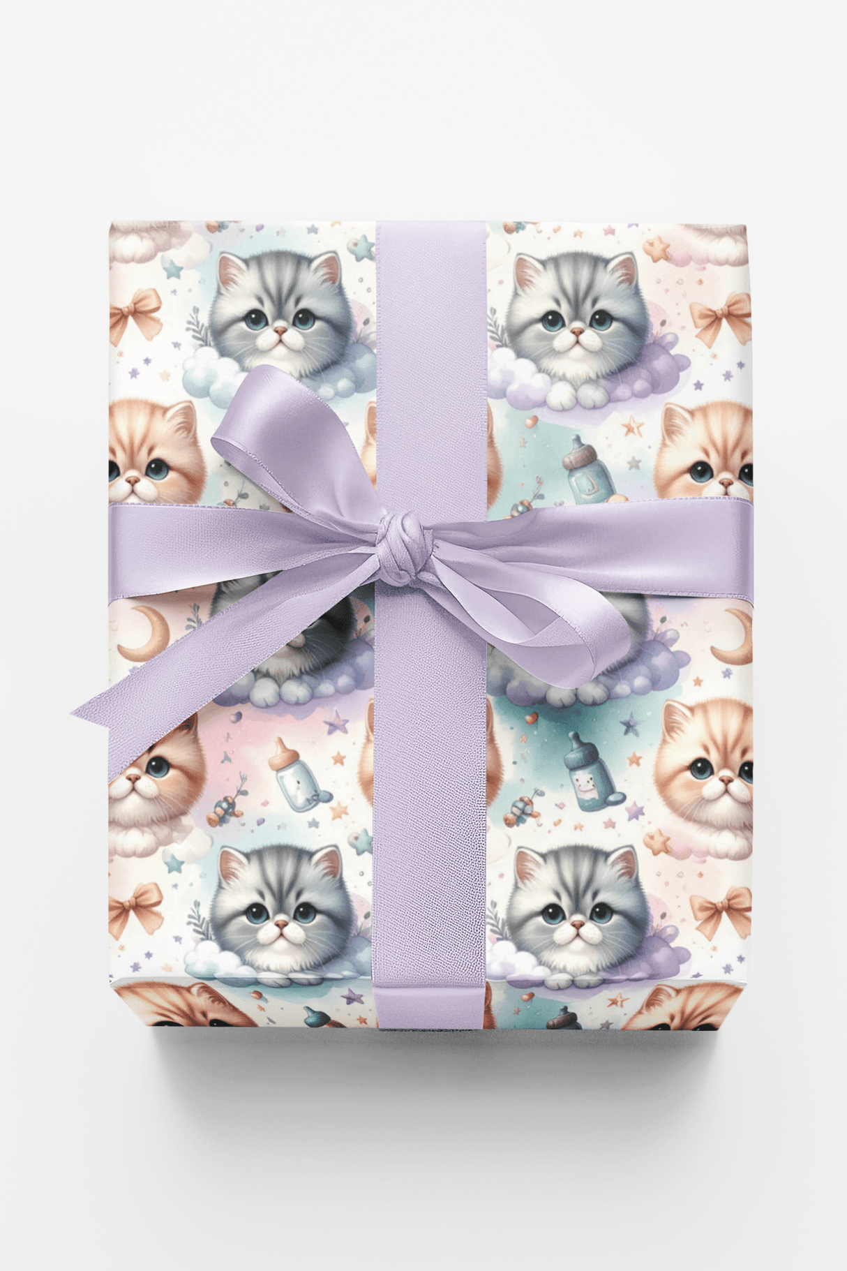Baby Shower Cats (Exotic Shorthair) Wrapping Paper - London Penny Gift Wrap