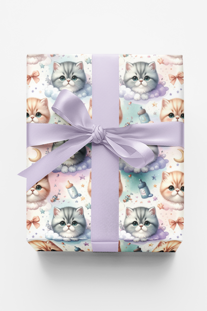Baby Shower Cats (Exotic Shorthair) Wrapping Paper