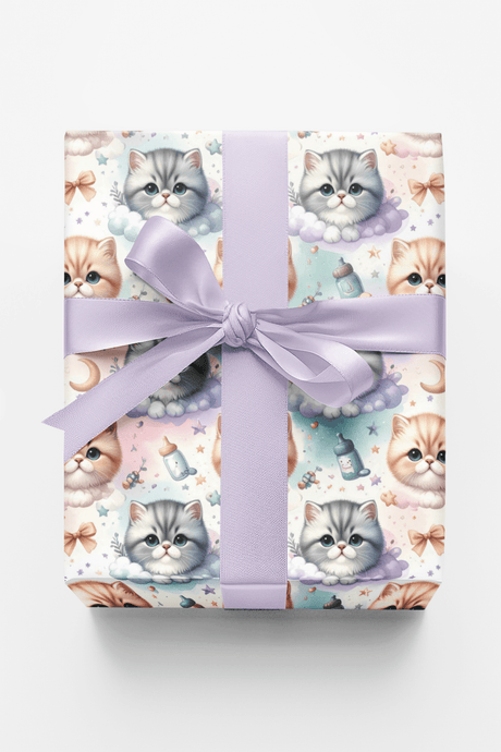 Baby Shower Cats (Exotic Shorthair) Wrapping Paper - London Penny Gift Wrap