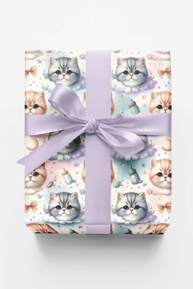 Baby Shower Cats (Exotic Shorthair) Wrapping Paper - London Penny Gift Wrap