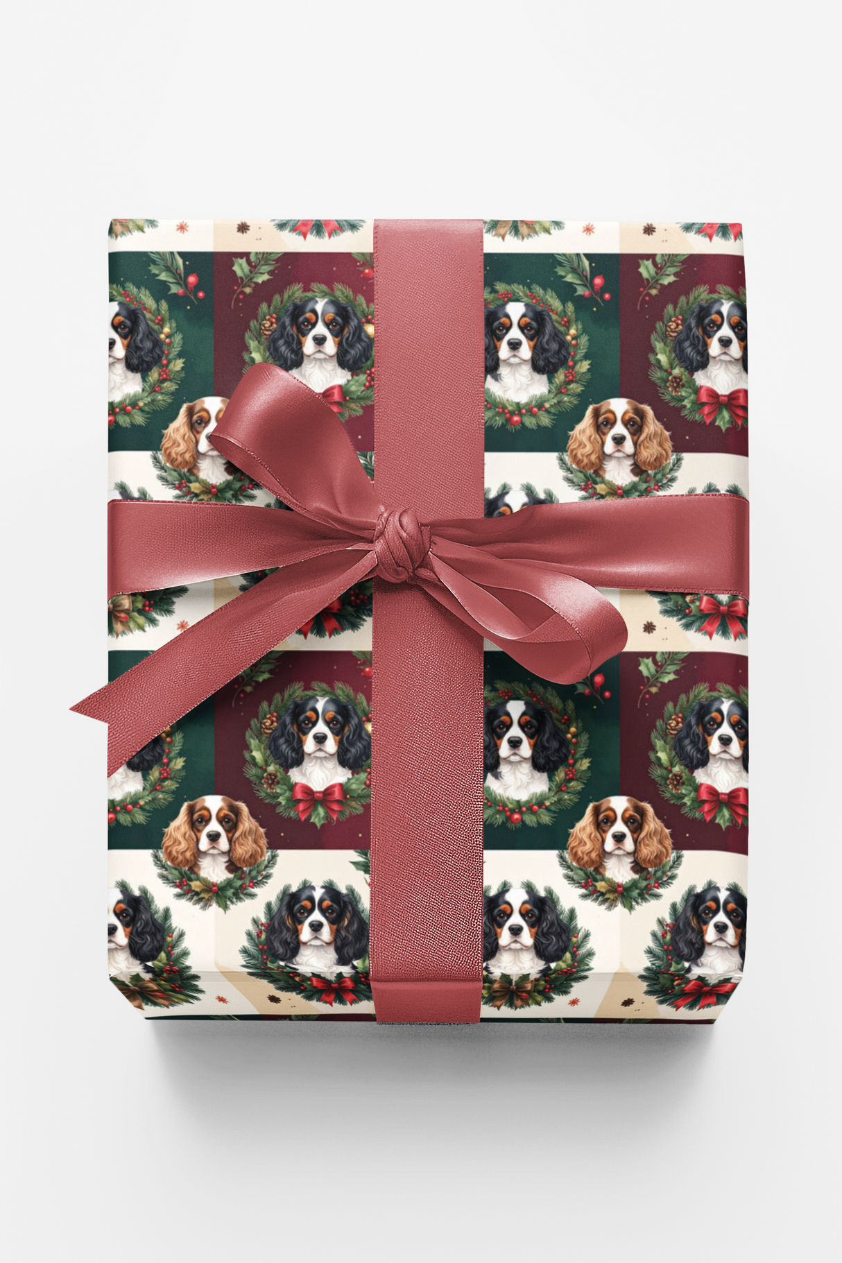 Cavalier Christmas Wreaths Wrapping Paper