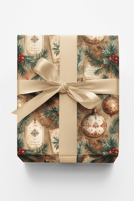 LIMITED TIME | Vintage Ornament Registry Wrapping Paper - London Penny Gift Wrap
