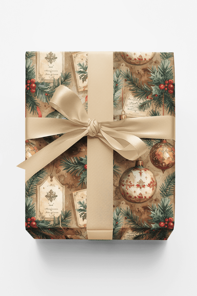LIMITED TIME | Vintage Ornament Registry Wrapping Paper - London Penny Gift Wrap