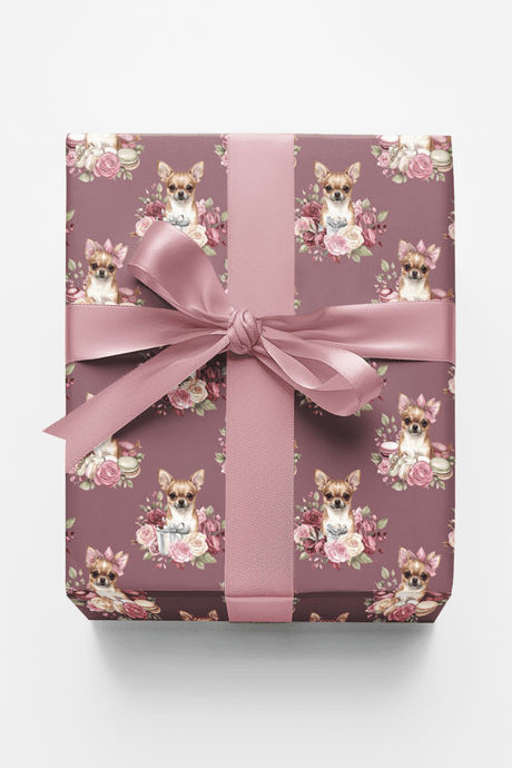 Parisian Chihuahua Birthday Wrapping Paper - London Penny Gift Wrap