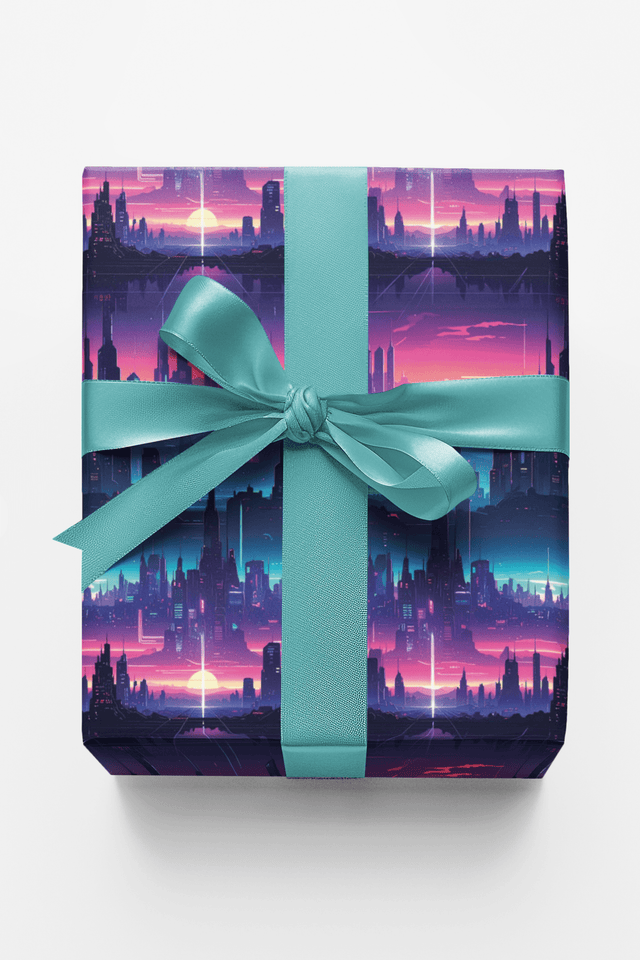 Cyber Space City Grid Wrapping Paper - London Penny Gift Wrap