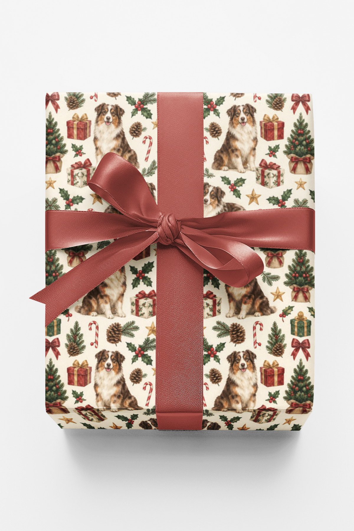 Australian Sheperd Santa's Workshop Wrapping Paper