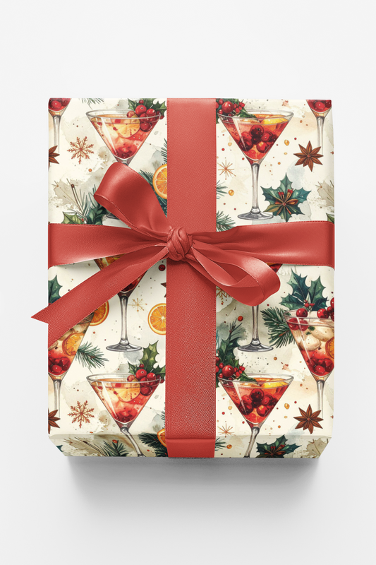 LIMITED TIME | Vintage Cocktail Christmas Wrapping Paper