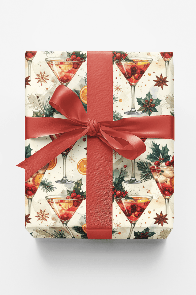 LIMITED TIME | Vintage Cocktail Christmas Wrapping Paper - London Penny Gift Wrap