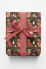 Cozy Fireplace Christmas Goldens Wrapping Paper