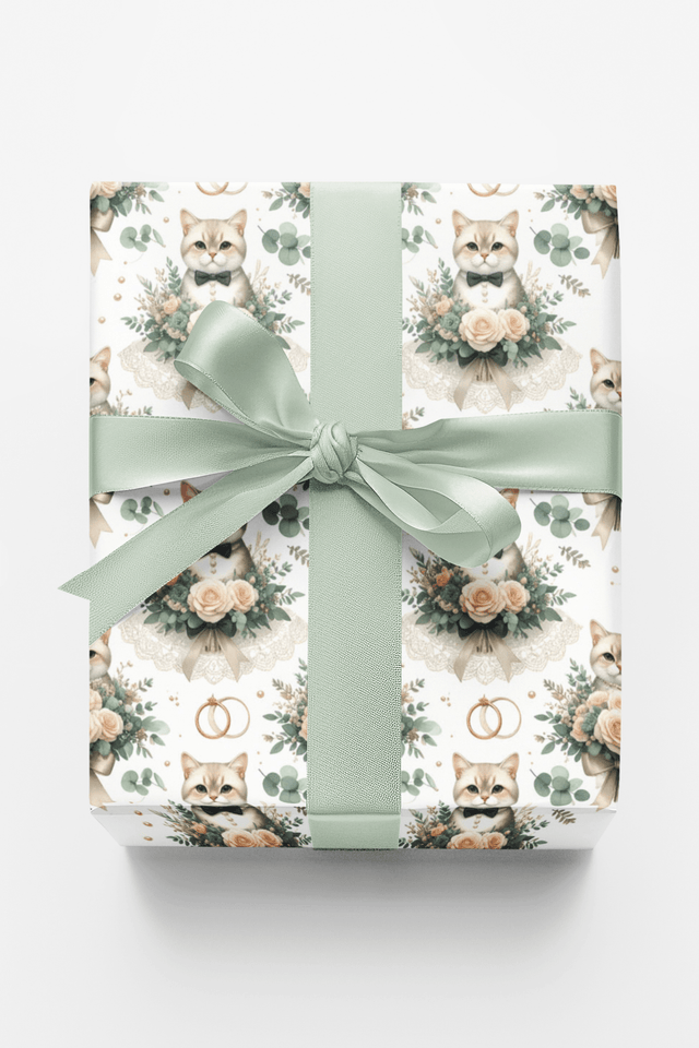 Wedding Elegance Cat (Exotic Shorthair) Wrapping Paper - London Penny Gift Wrap