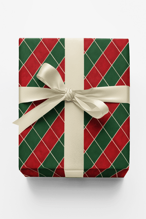 Red & Green Argyle - London Penny Gift Wrap
