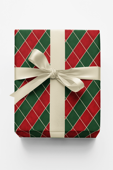 Red & Green Argyle - London Penny Gift Wrap