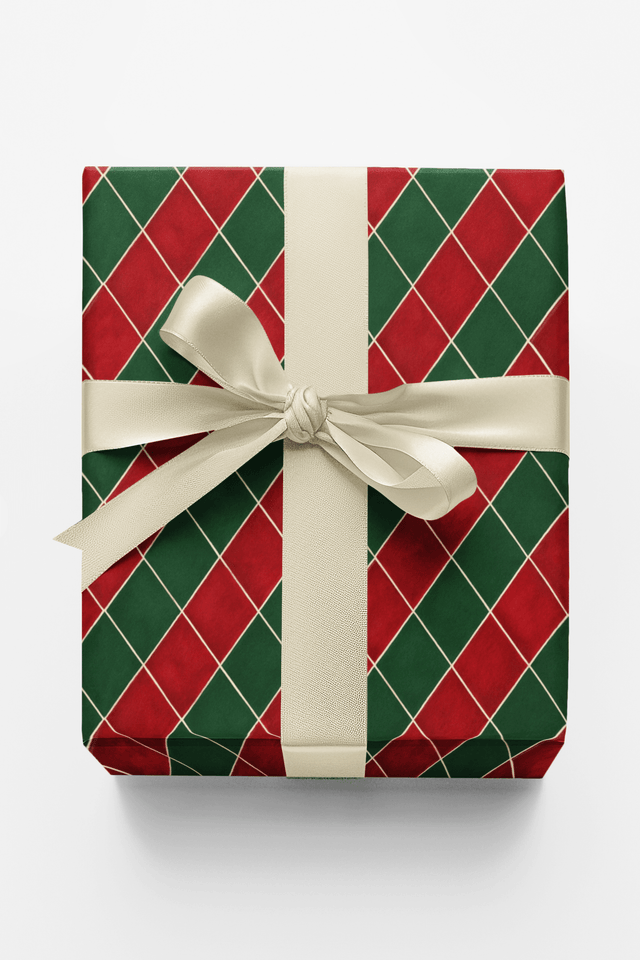 Red & Green Argyle - London Penny Gift Wrap