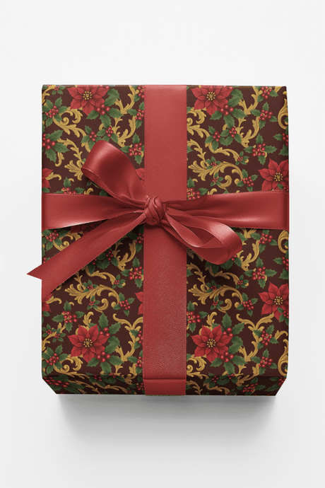 Poinsettia Royale - London Penny Gift Wrap