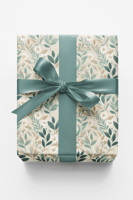 Soft Sage Blooms - London Penny Gift Wrap