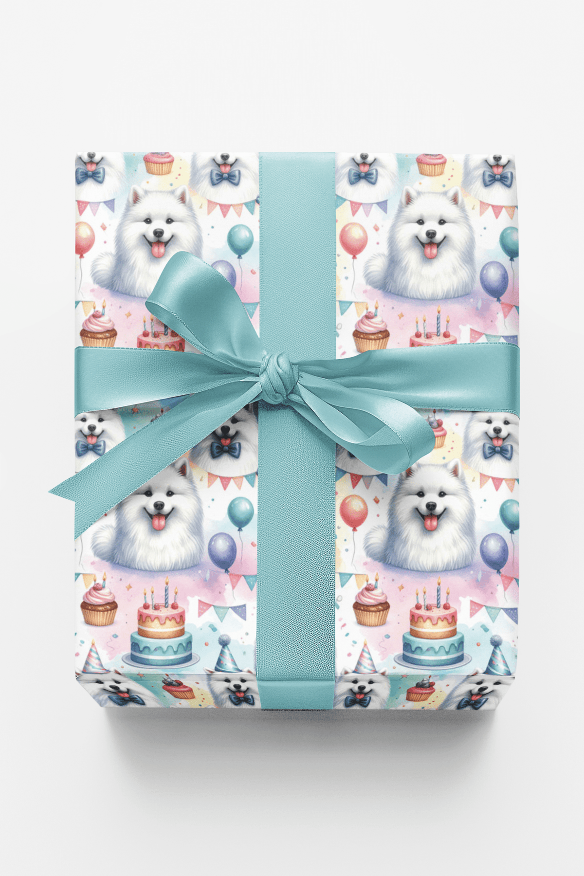 Birthday Celebration Samoyeds Wrapping Paper - London Penny Gift Wrap