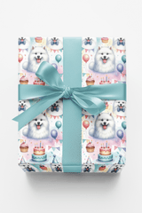 Birthday Celebration Samoyeds Wrapping Paper - London Penny Gift Wrap