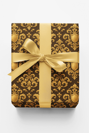 Antique Gold Damask Crest - London Penny Gift Wrap