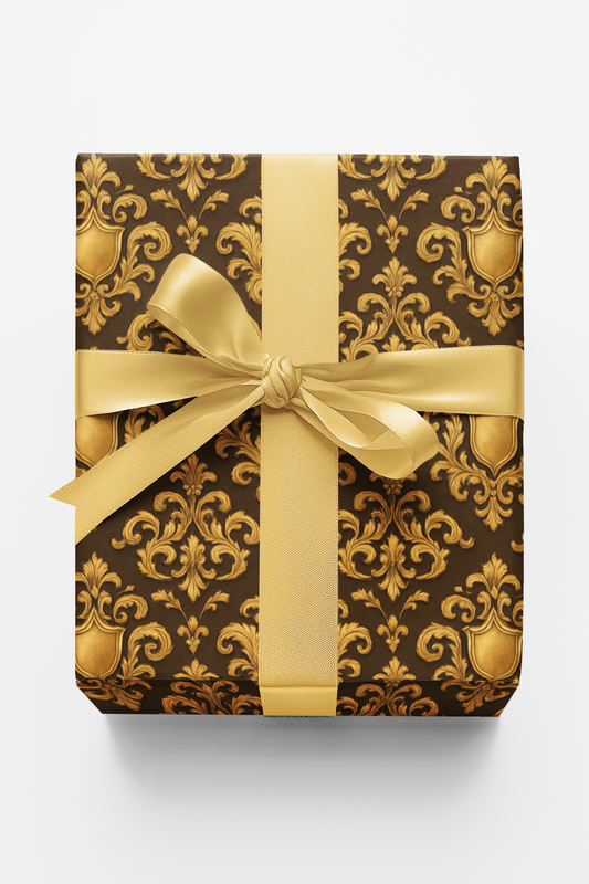 Antique Gold Damask Crest