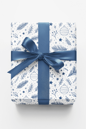 Minimal White Ornament Lines - London Penny Gift Wrap