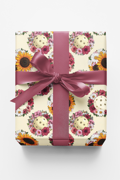 Blooming Pickleball Wreaths Wrapping Paper