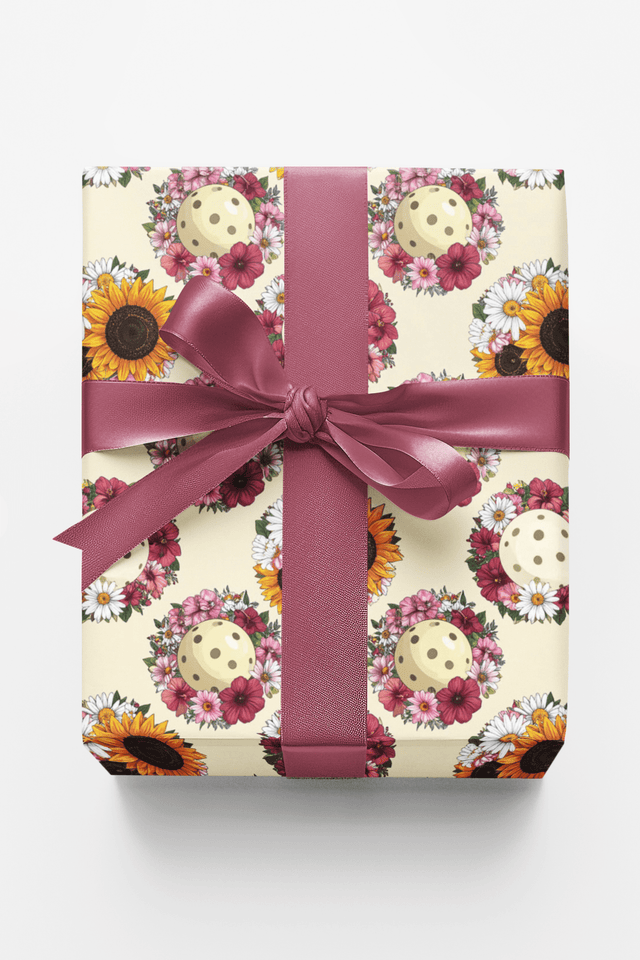 Blooming Pickleball Wreaths Wrapping Paper - London Penny Gift Wrap