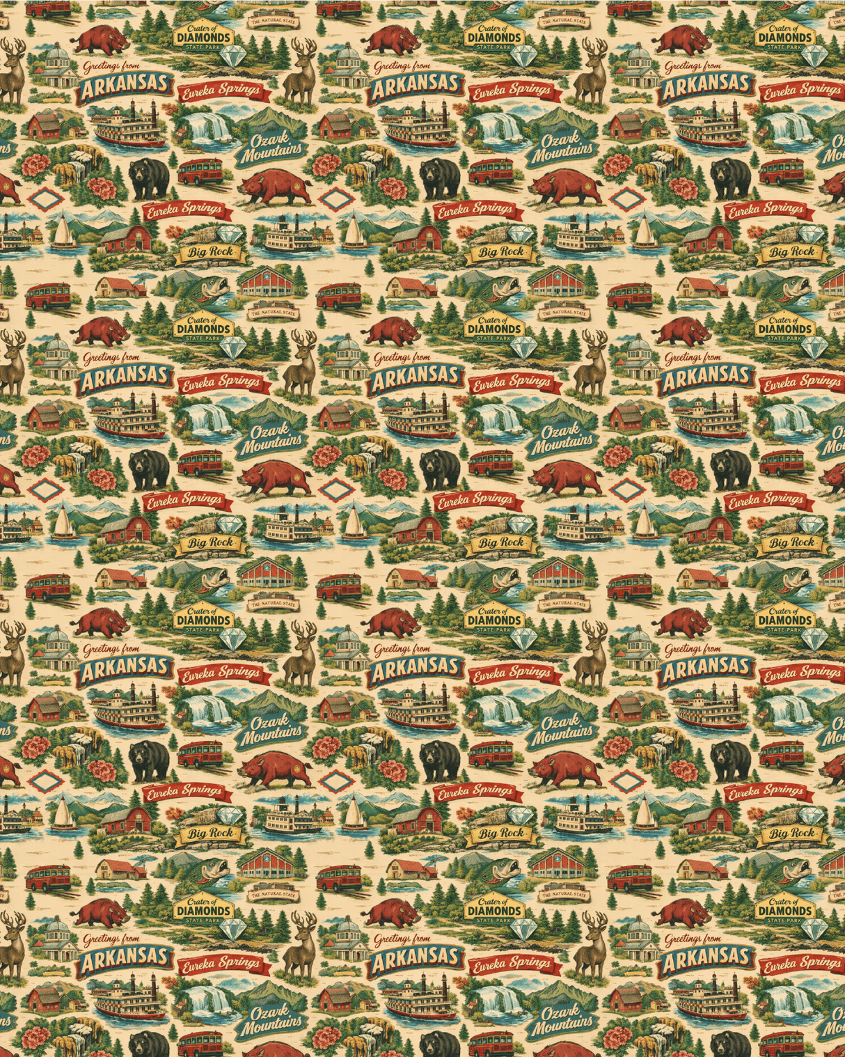 Arkansas Postcard Memories Sherpa Blanket - London Penny Gift Wrap