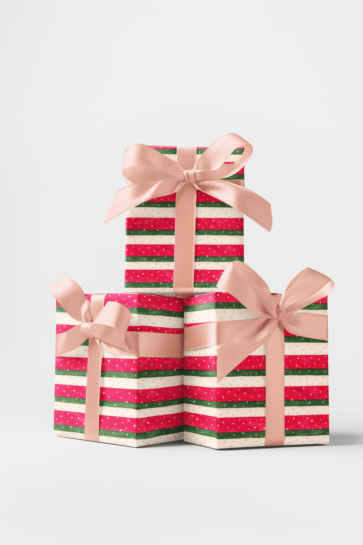 Snowfall on Candy Ribbons Wrapping Paper - London Penny Gift Wrap