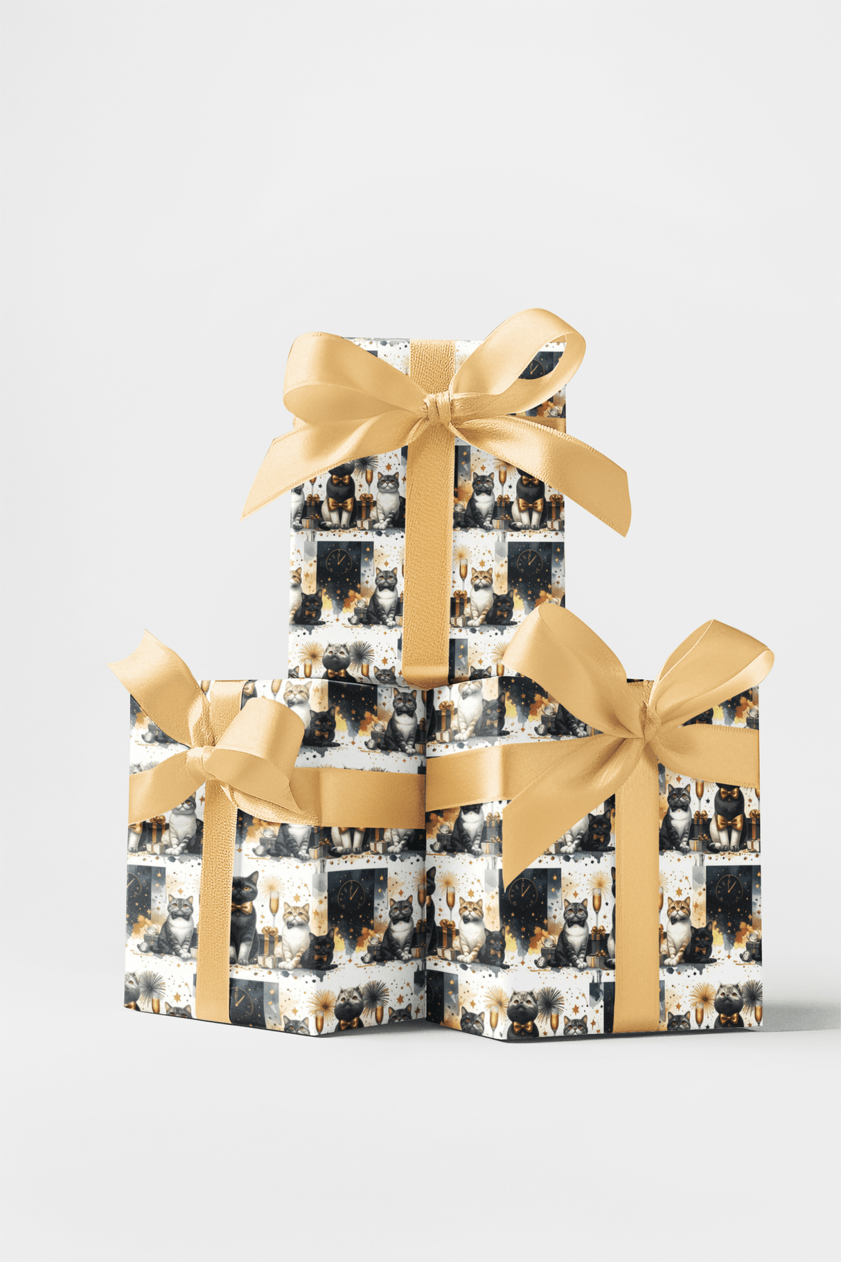 New Year's Celebration (Exotic Shorthair) Wrapping Paper - London Penny Gift Wrap