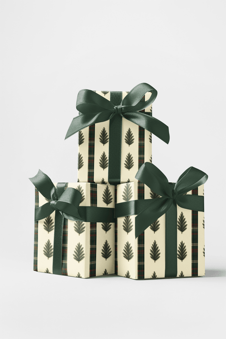 Pine & Plaid Stripe - London Penny Gift Wrap