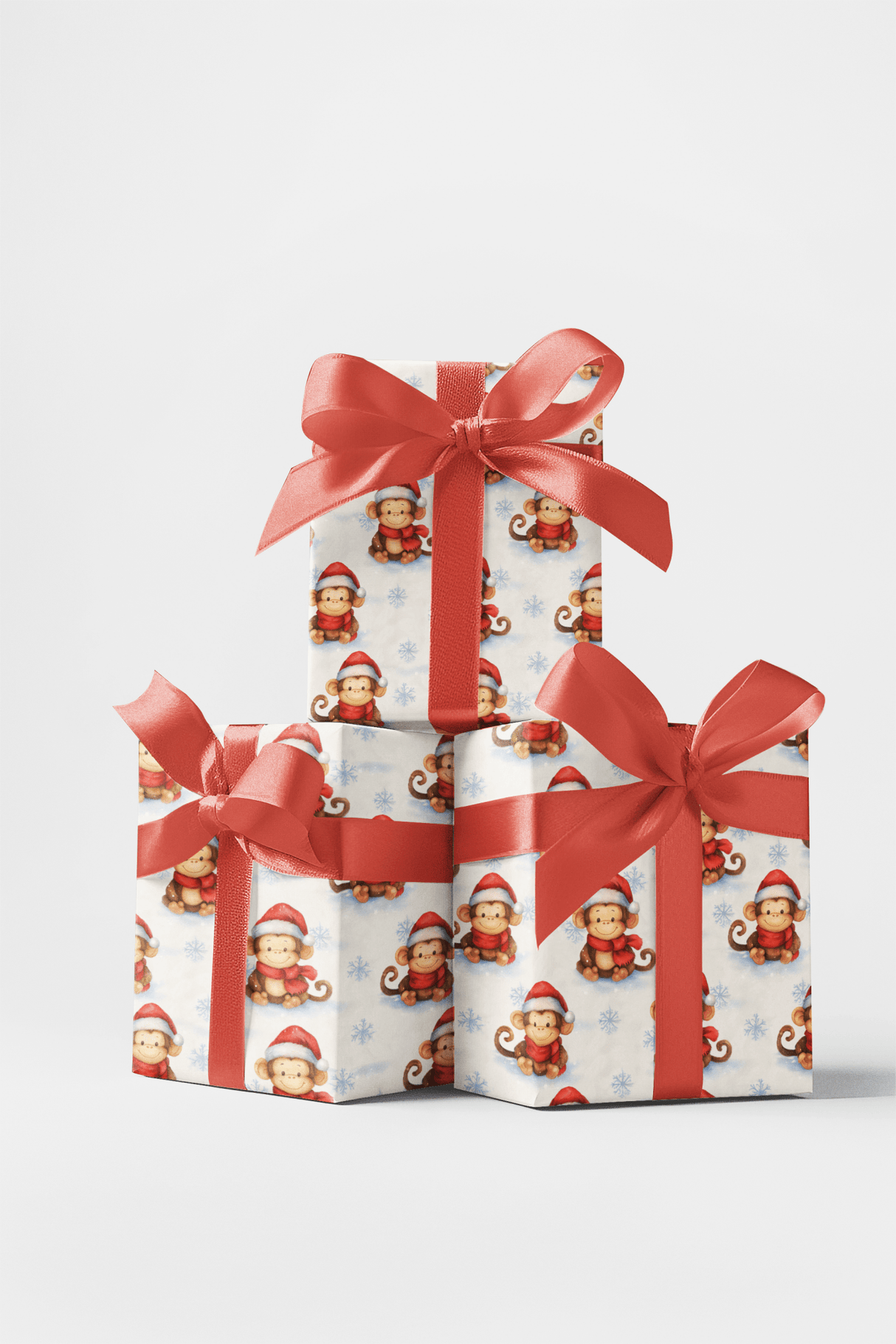 Festive Snowy Monkey - London Penny Gift Wrap