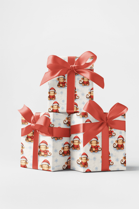 Festive Snowy Monkey - London Penny Gift Wrap