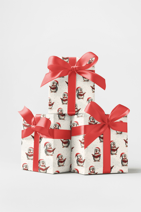 Snowy Caroling Penguin - London Penny Gift Wrap