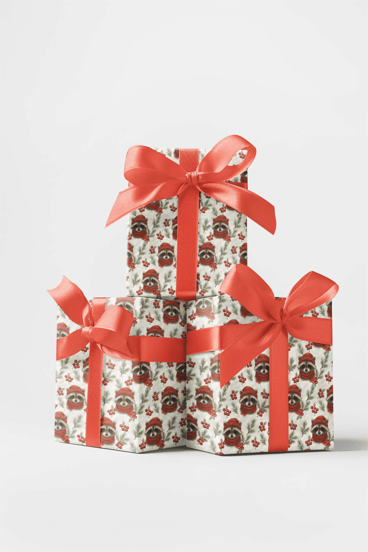 Frosty Woodland Raccoons - London Penny Gift Wrap