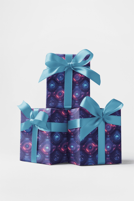 Cyber Spaceship UI Tech Wrapping Paper - London Penny Gift Wrap