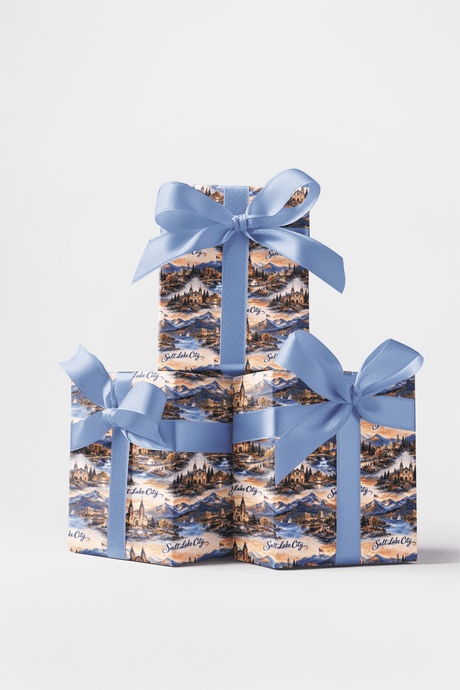 Salt Lake City Mountain Temple Glow - London Penny Gift Wrap