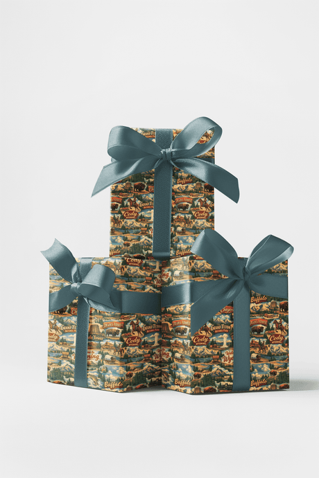 Wyoming Postcard Memories - London Penny Gift Wrap